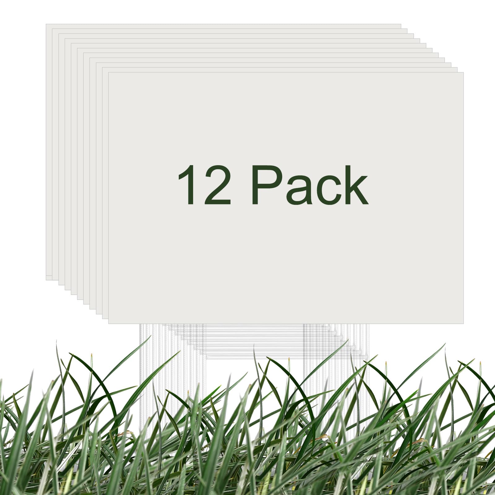 Sourcing Map 16"x12" Corrugated Plastic Blank Signs - White Lawn and Real Estate Signs for Garage Sale, Open House, Guidepost - 12 Pack