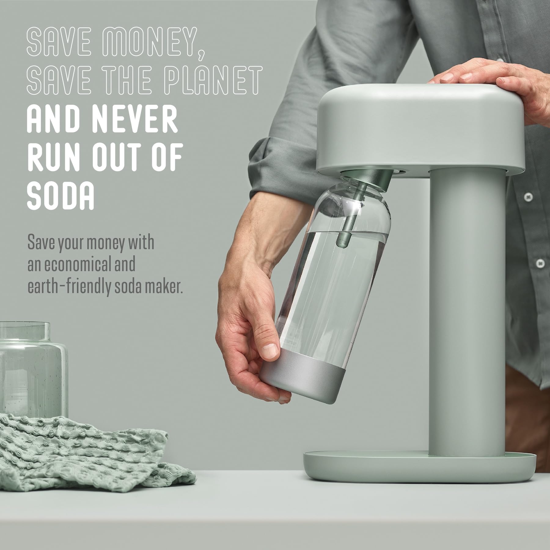 Mysoda: Ruby 2 saturator na wodę z aluminium (bez cylindra CO2) z butelką na wodę premium 1 l – szałwiowy (Pigeon)