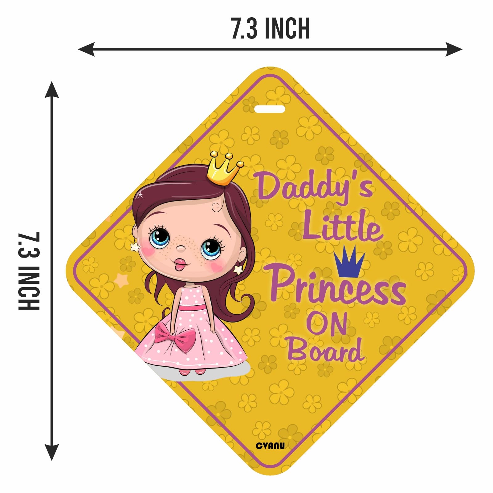 KREEPO Paper with Laminate Daddy's Little Princess On Board Yellow Safety Warning Sticker for Driver, No Fade, Removable (Pack of 2) Cv-39 1