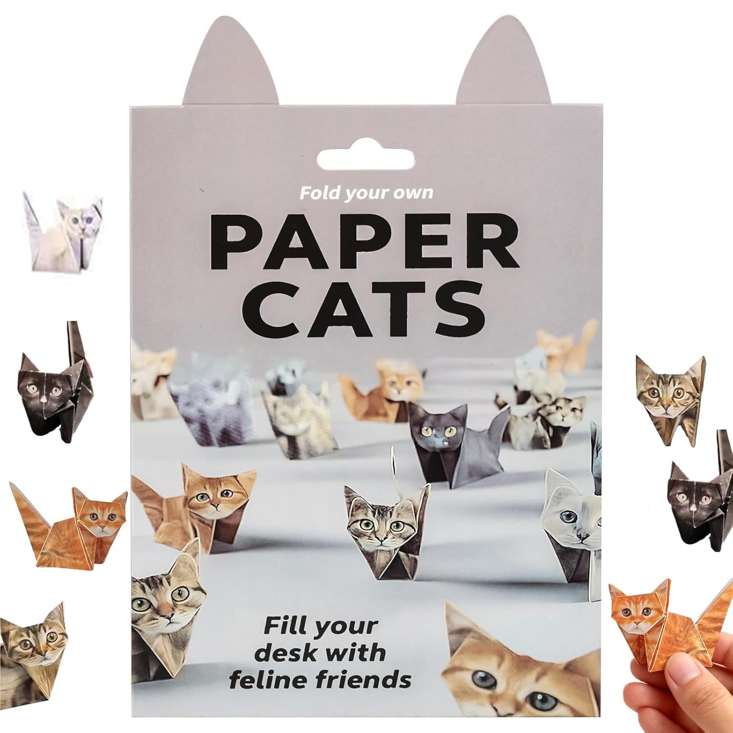 SIXHAOBU Papel gatos Origami, 50 hojas 3D gato Origami papel artesanía conjunto, manual animal papelería kit, Funny Craft Activity for Adults, DIY Animal Desk Decor (Cat, OneSize)
