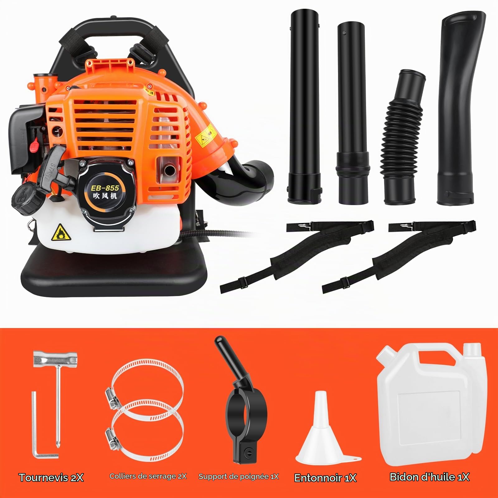 LabTEC 2 Stroke Gas Powered Leaf Blower, 43CC Petrol Backpack Leaf Blower, Speed-Adjusted Cordless Garden Blower for Cleaning Patios Leaves Grass Cutting Blowing Shredding Dusting Snow Removing
