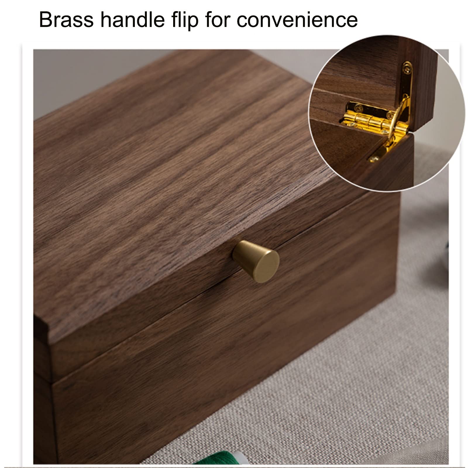 Cesta de Costura, Cesta de Costura de Madera, Caja de Costura expandible, Caja de Almacenamiento Retro con Accesorios para Kit de Costura Universal para Principiantes (Color: marró