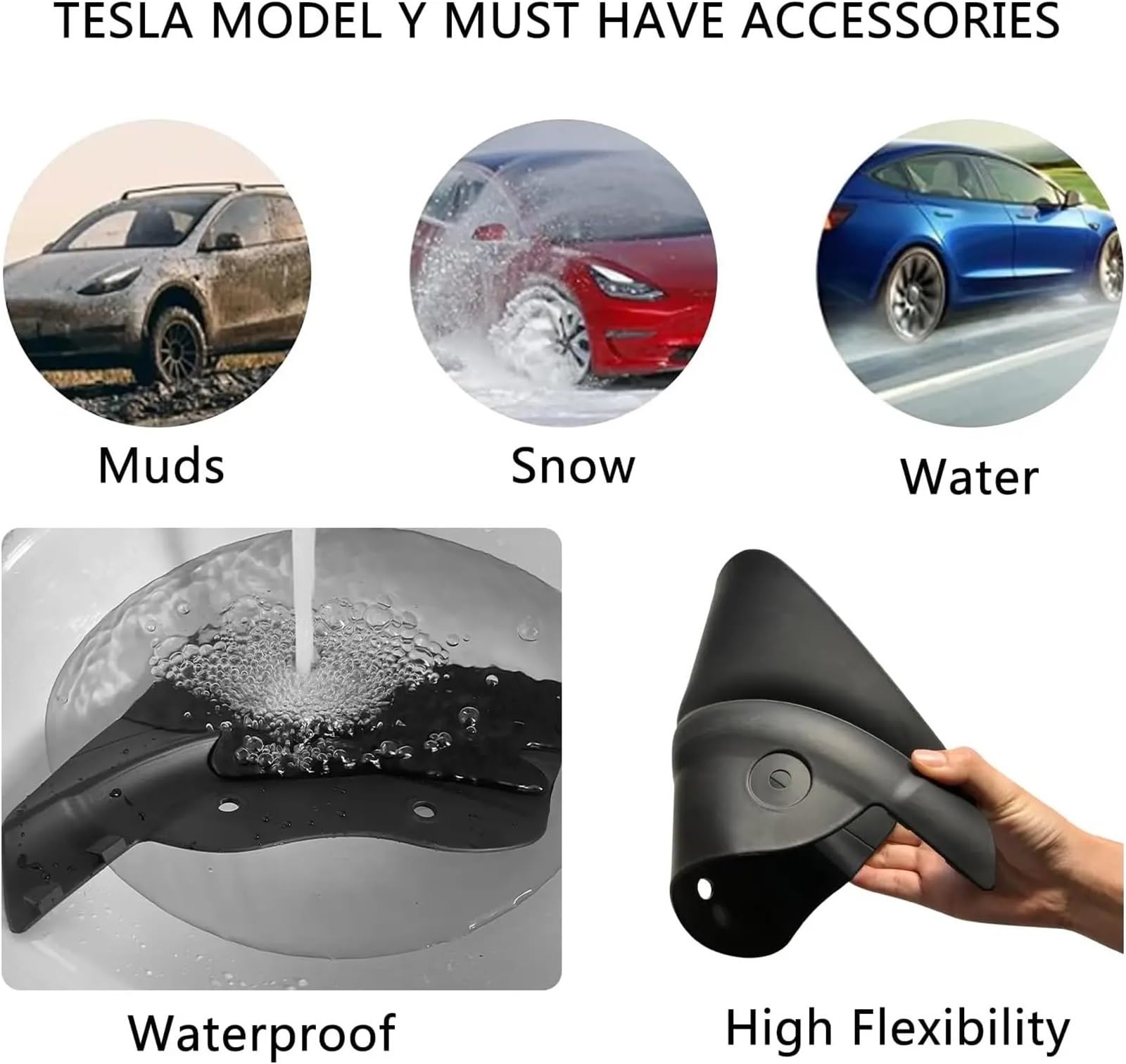Auto-Kotflügel Passend für Tesla Model Y / 3 2025–2026, Schmutzfänger, Löcher, Spritzschutz(TPE 4PCS 2)