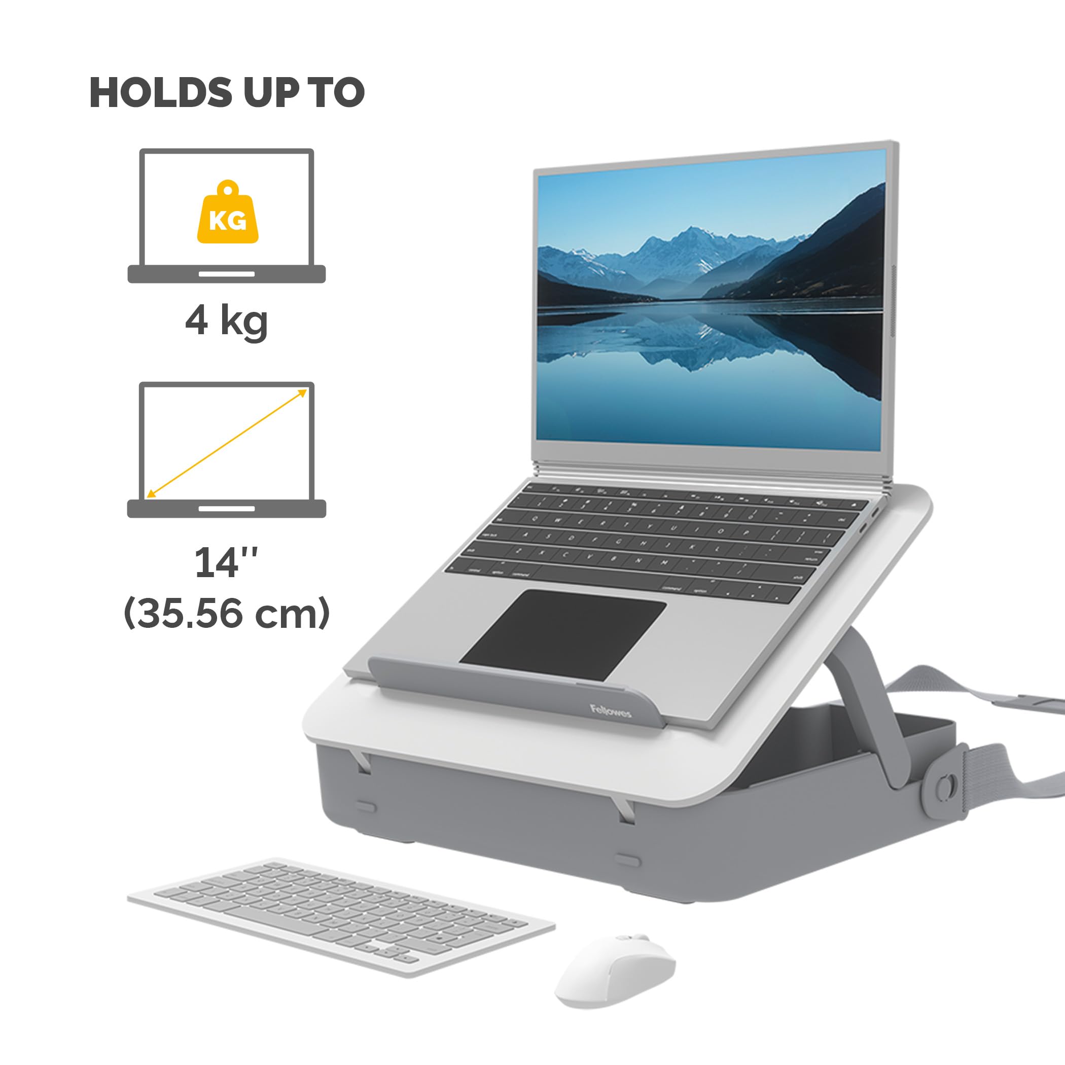 Fellowes Portable Laptop Stand Carry Case, Breyta™ 2-in-1 Design with 5 Height Adjustments, Ideal for Hybrid Work - Image 3