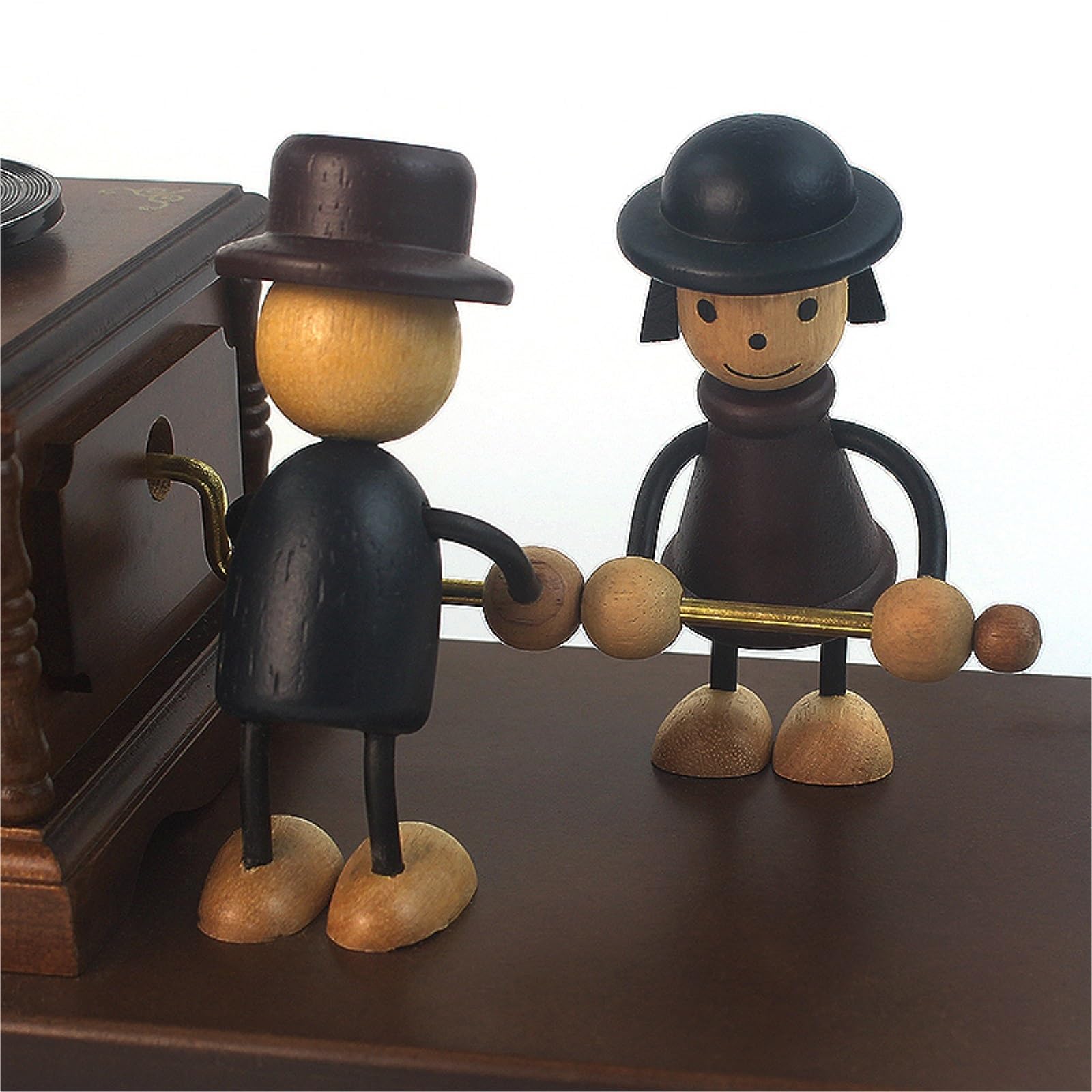 Caja De Música Decorativa Fonógrafo De Madera con Forma Pareja, Caja Música Creativa Cuerda, Obra Arte Decorativa Recuerdo Musical