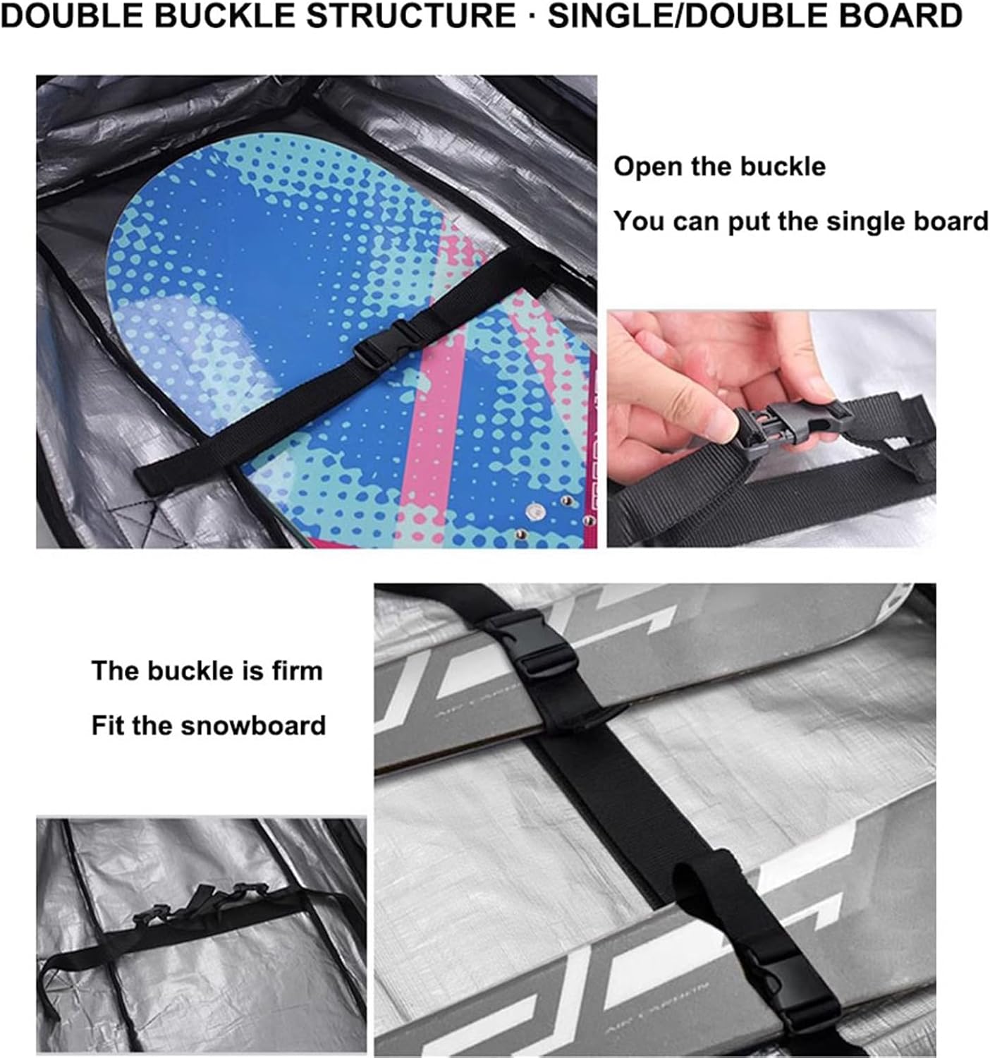 Rolling Expandable Snowboard Ski Bag Roller Snowboard Bag with Wheels Fits 2 Boards Or 2 Sets Padded 3 Outside Bags for Air Travel