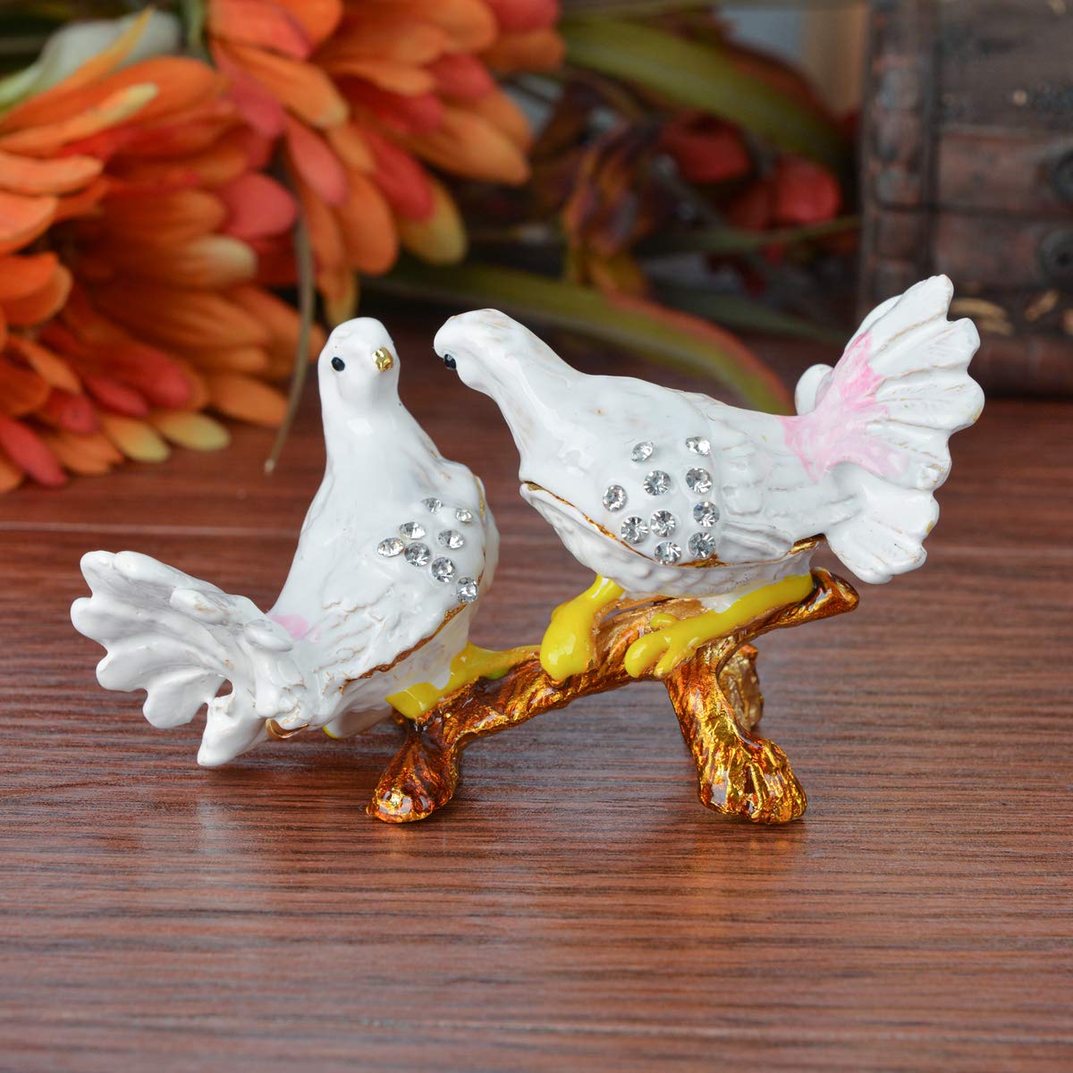 Amazon｜FZJ ダブルダブ 置物 ハト ホームデコレーション 鳥 木