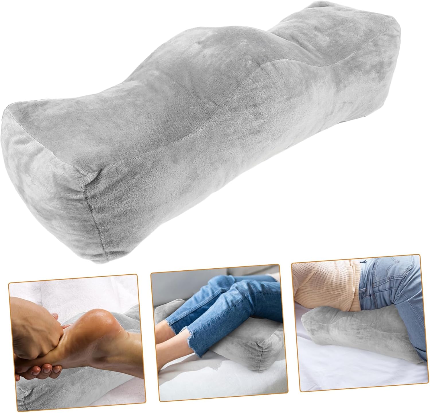 Elevated Leg Pillow for Swelling Relief Soft Indoor Foot Rest Cushion for Sleeping Post Ergonomic Support for Ankle and Thigh Pressure Reduction Gray