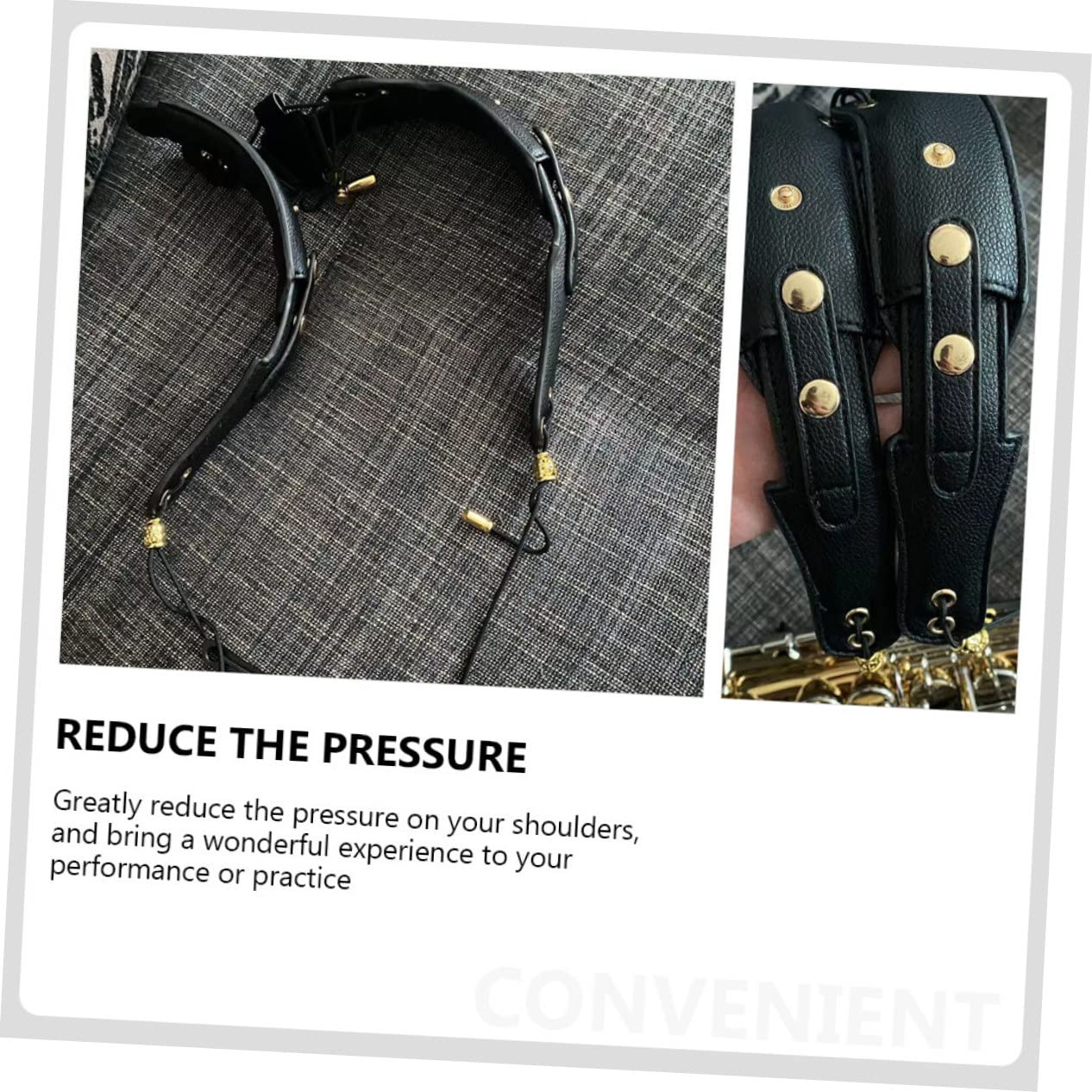 1pezzi Tracolla per Sassofono in Pelle Imbracatura Portatile per Sassofono Accessori per Fissaggio Comodo per Strumento