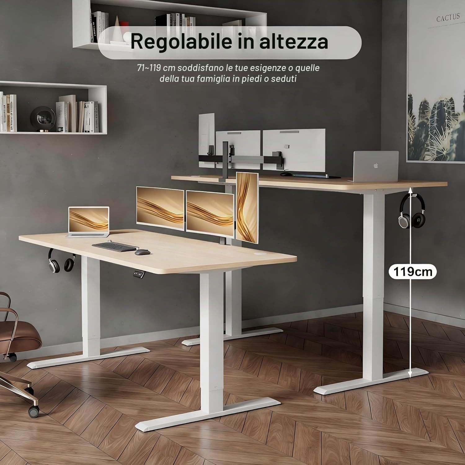 Devoko - Scrivania regolabile in altezza 160 x 70 cm con vassoio portacavi, scrivania stabile regolabile in altezza elettrica, scrivania per computer a 2 funzioni di memoria, tavolo da seduta