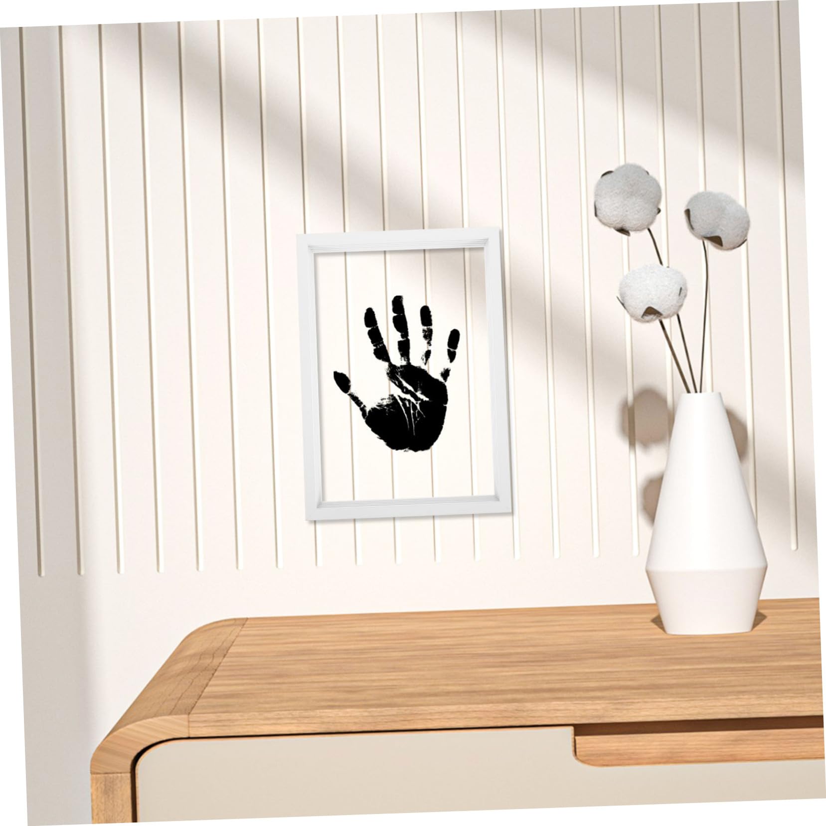 Cornice Foto Legno Per Arte Fai Te Con Impronte Di e Piedi Di Famiglia Unico Per Famiglie Design Bianco