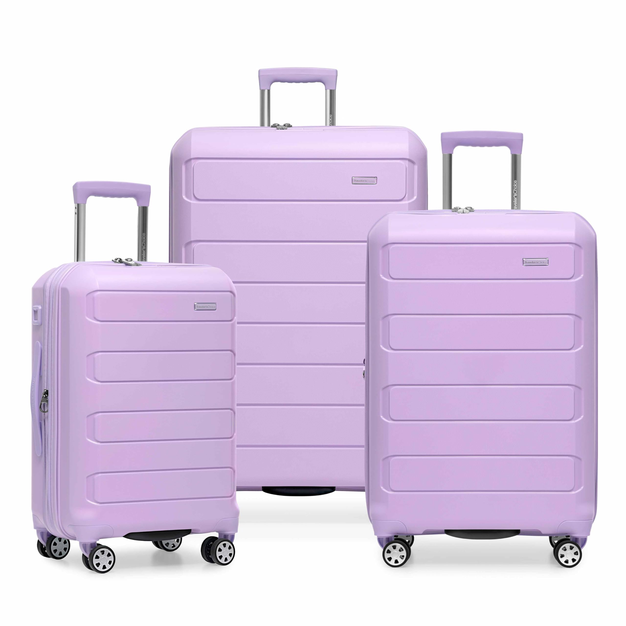 Traveler's Choice Pagosa Indestructible Hardshell Expandable Spinner Luggage, Lavender, 3-Piece Set (22/26/30)