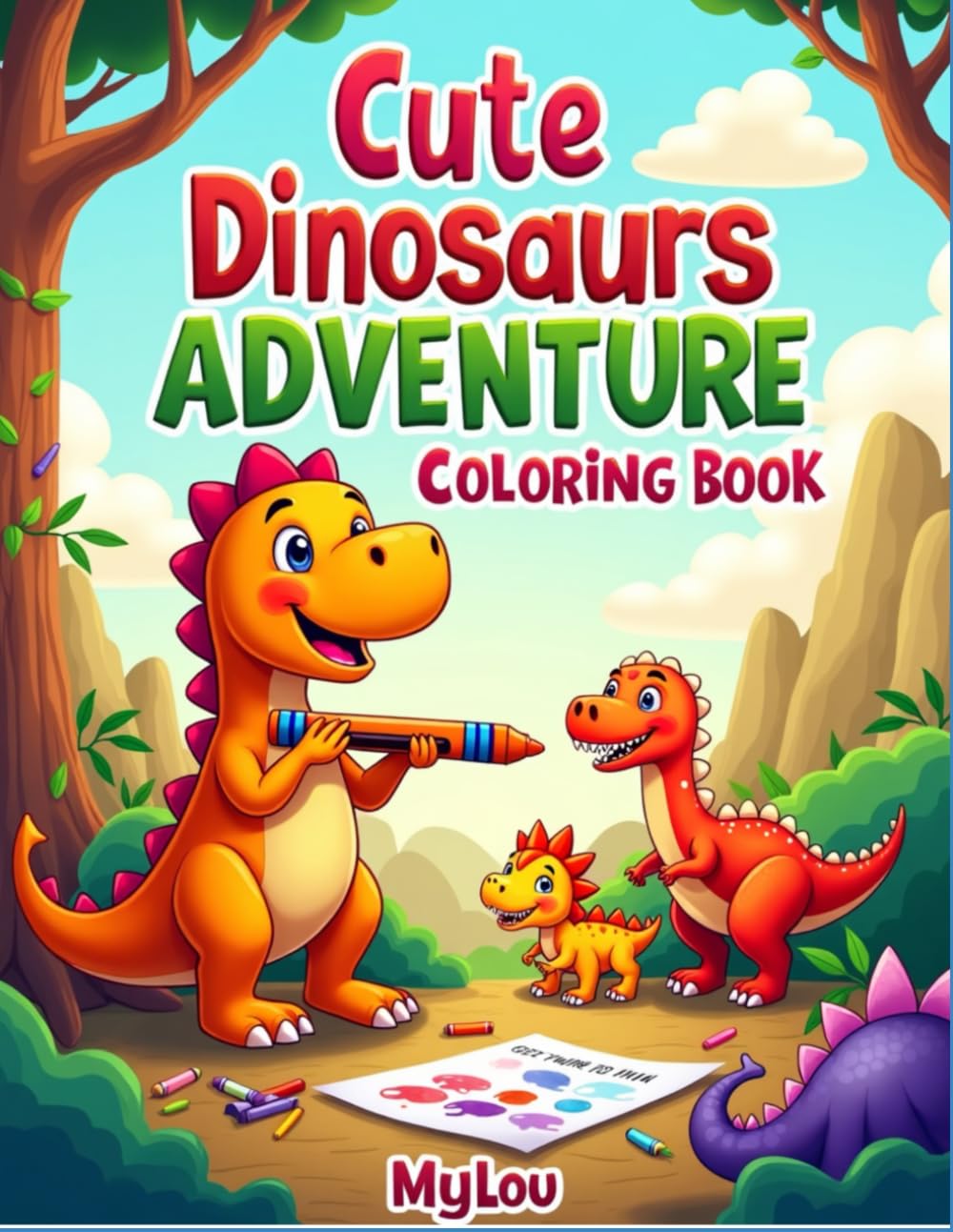 Cute Dinosaurs Adventure Coloring Book: for kids ages 3 to 8