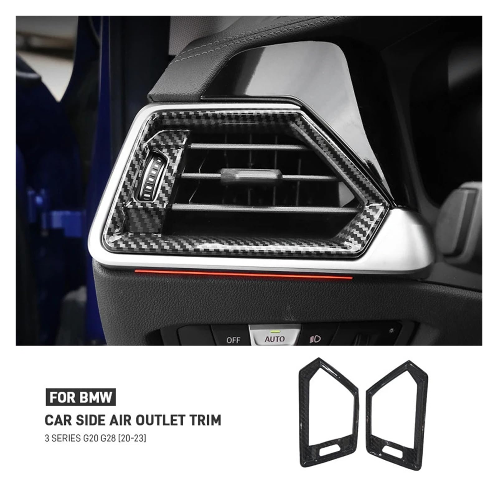 Compatible for BMW 3 Series G20 G28 2020-2023 Accessories Car Side Air Vent Frame Cover Trim Decoration Carbon — view 2