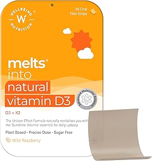 Wellbeing Nutrition Melts Natural Vitamin D3 600IU + K2 as MK7 with Resveratrol, Vitamin A | For Calcium Absorption Immuni... Price In India