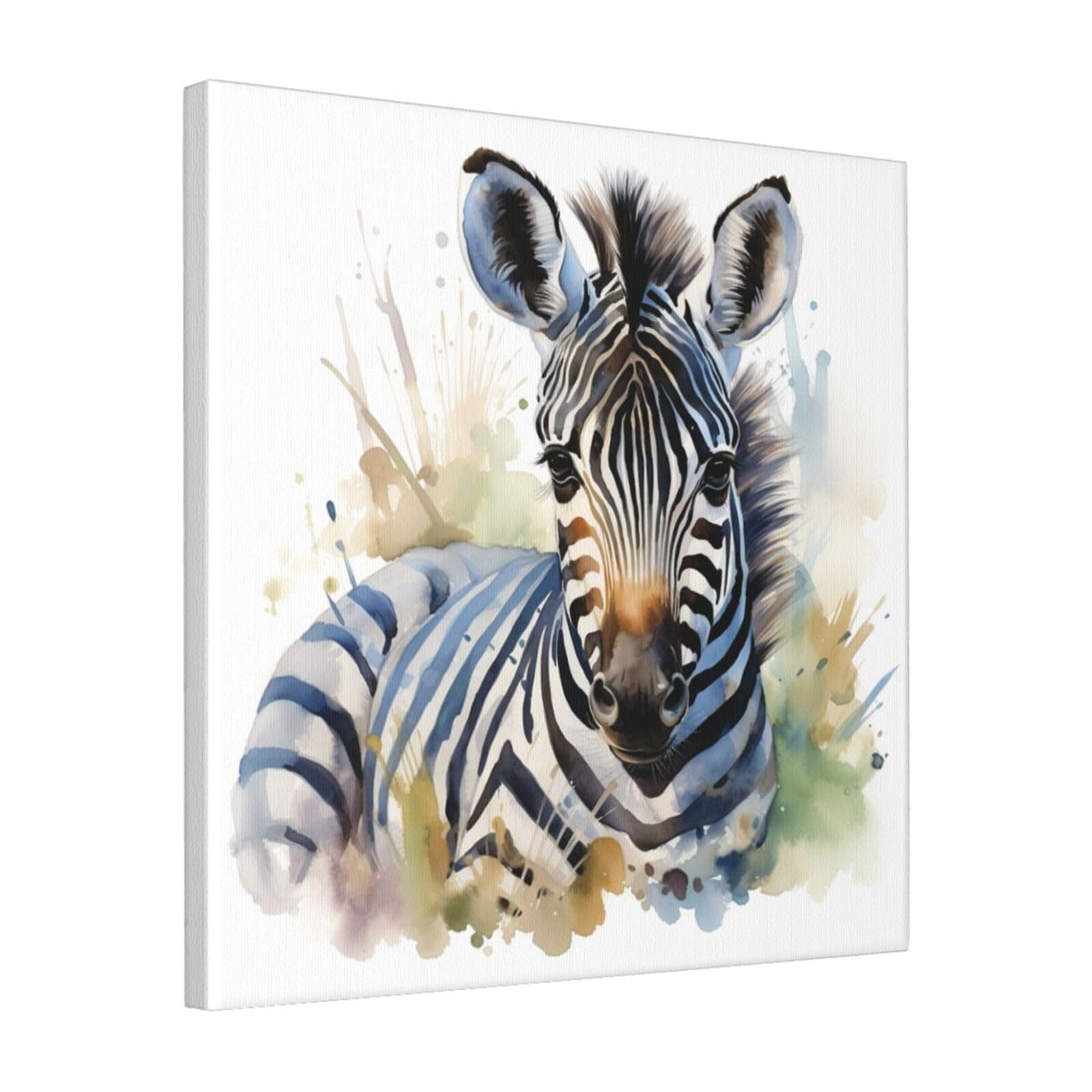 FodPand Cute zebra watercolor Canvas Wall Art for Living Room Wall Decor 16"x16" Modern Artwork Painting Pictures Hanging Canvas Prints Aesthetic Wall Art for Bedroom Bathroom Office Wallart Decor
