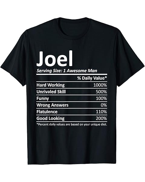 JOEL Nutrition Funny Birthday Personalized Name Gift Idea T-Shirt