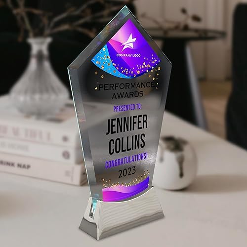 Vista 6 de Placa de vidrio personalizada de 9 1/4 pulgadas, placa personalizada como premios y trofeos, placas de vidrio para premios como jubilación