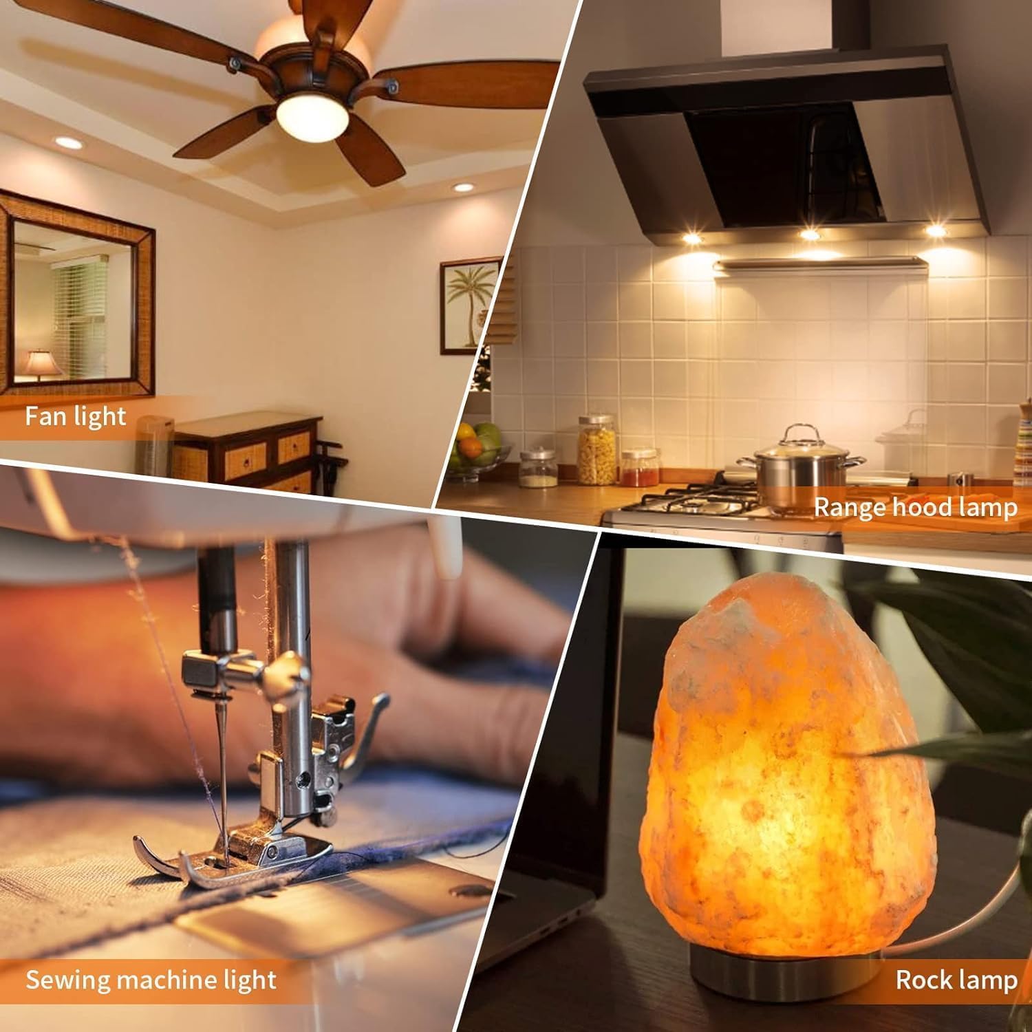 2-Pack E14 LED Bulb/NOT-Dimmable E14 Socket Oven Bulb for Salt Lamp Replacement Light Fitting/Multipurpose Small Edison Screw Bulb/Oven Light Bulb for Himalayan Salt Lamp (Warm White)