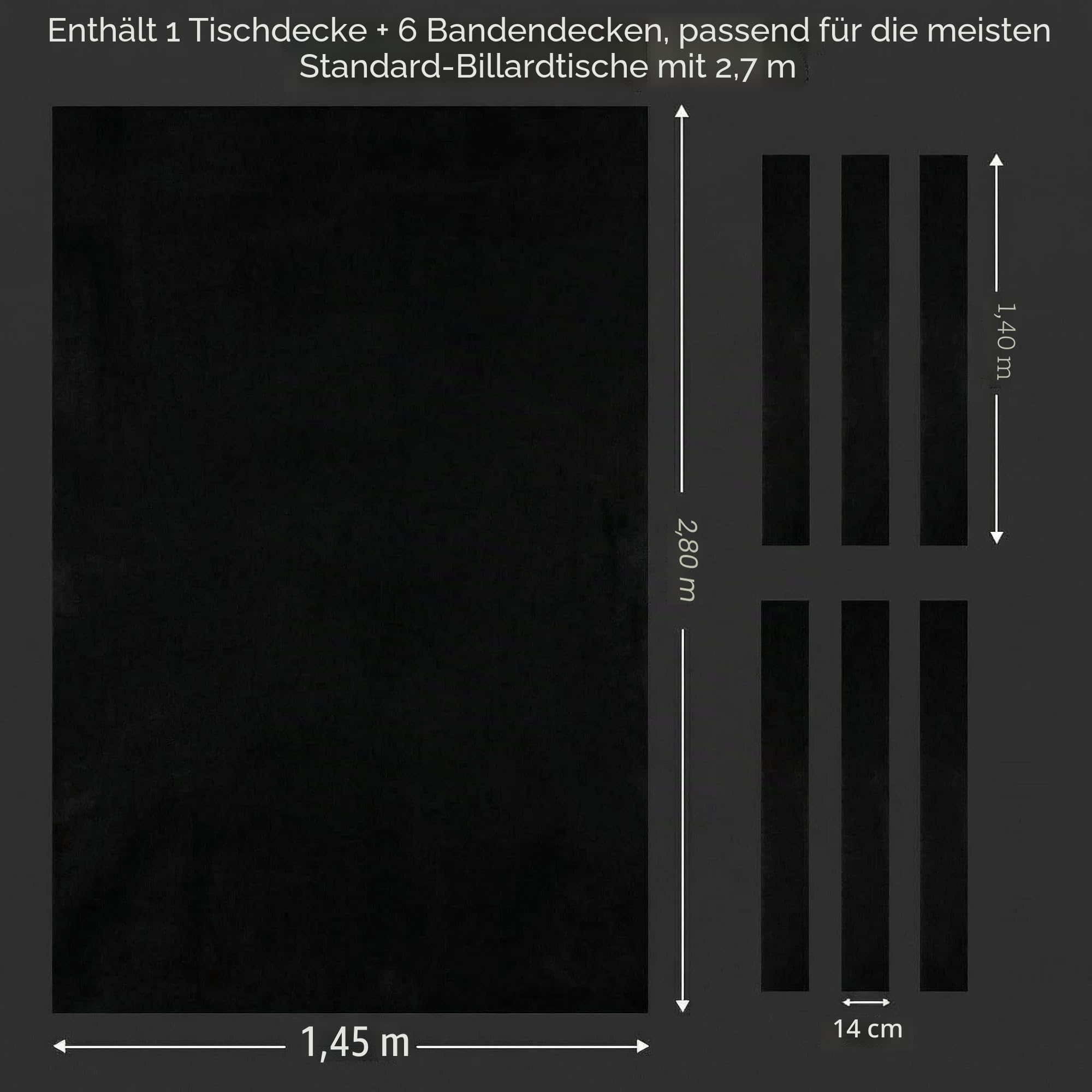Billardtuch - Professioneller Billardtisch Filz passend für Standard 2,7 m Tisch