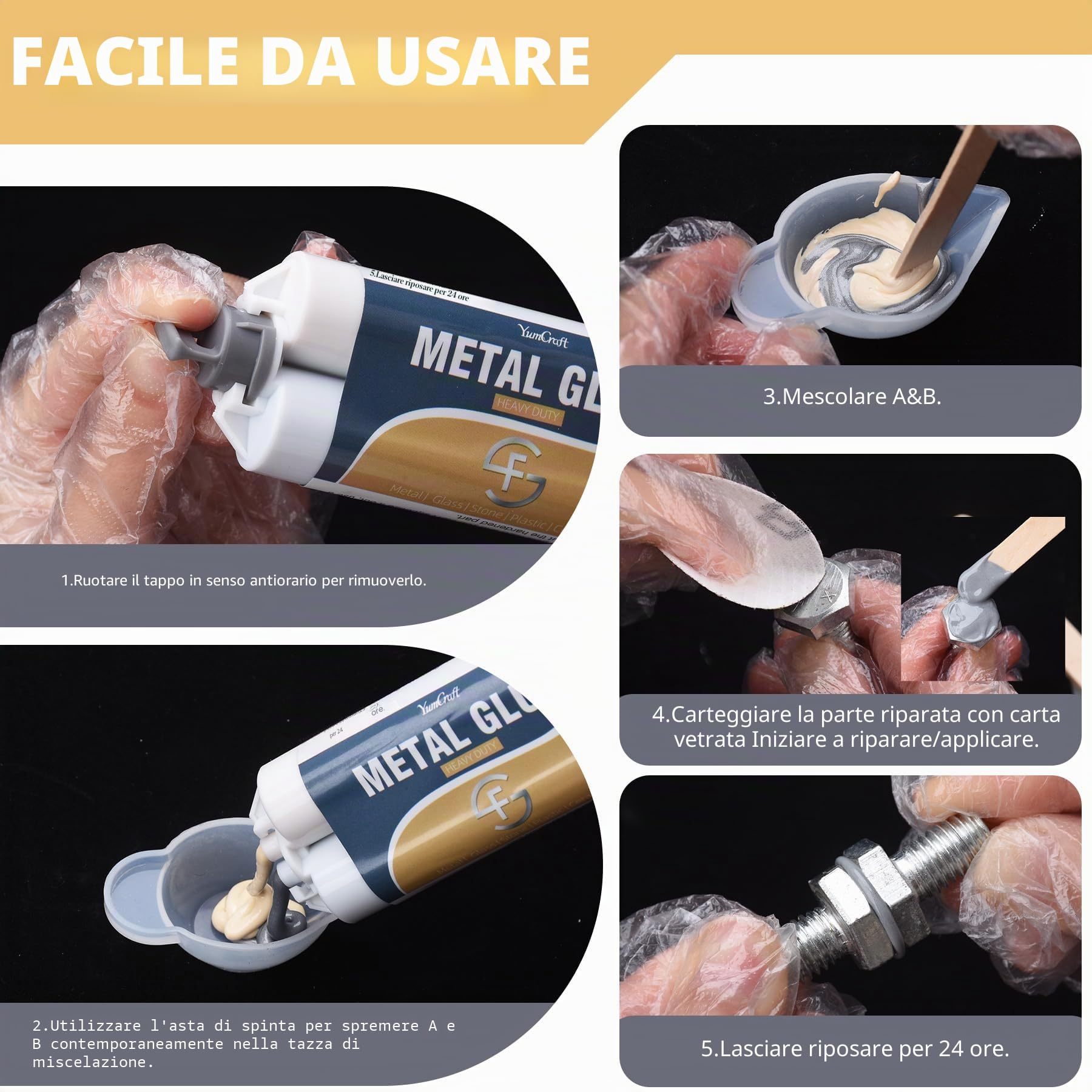 Colla Metallo 100ml, Stucco per Metallo Bicomponente per Metalli, Metallos Liquido per Riparazione Multiuso, Metal Repair Paste Adesivo ad Alta Resistenza, Impermeabile & Resistenza al Calore