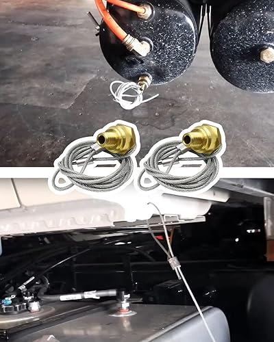 Miniatura 3 de Paquete de 2 válvulas de drenaje de tanque de aire NPT de ¼ pulgadas con cable de 60 pulgadas, válvula de drenaje de depósito de freno de aire,