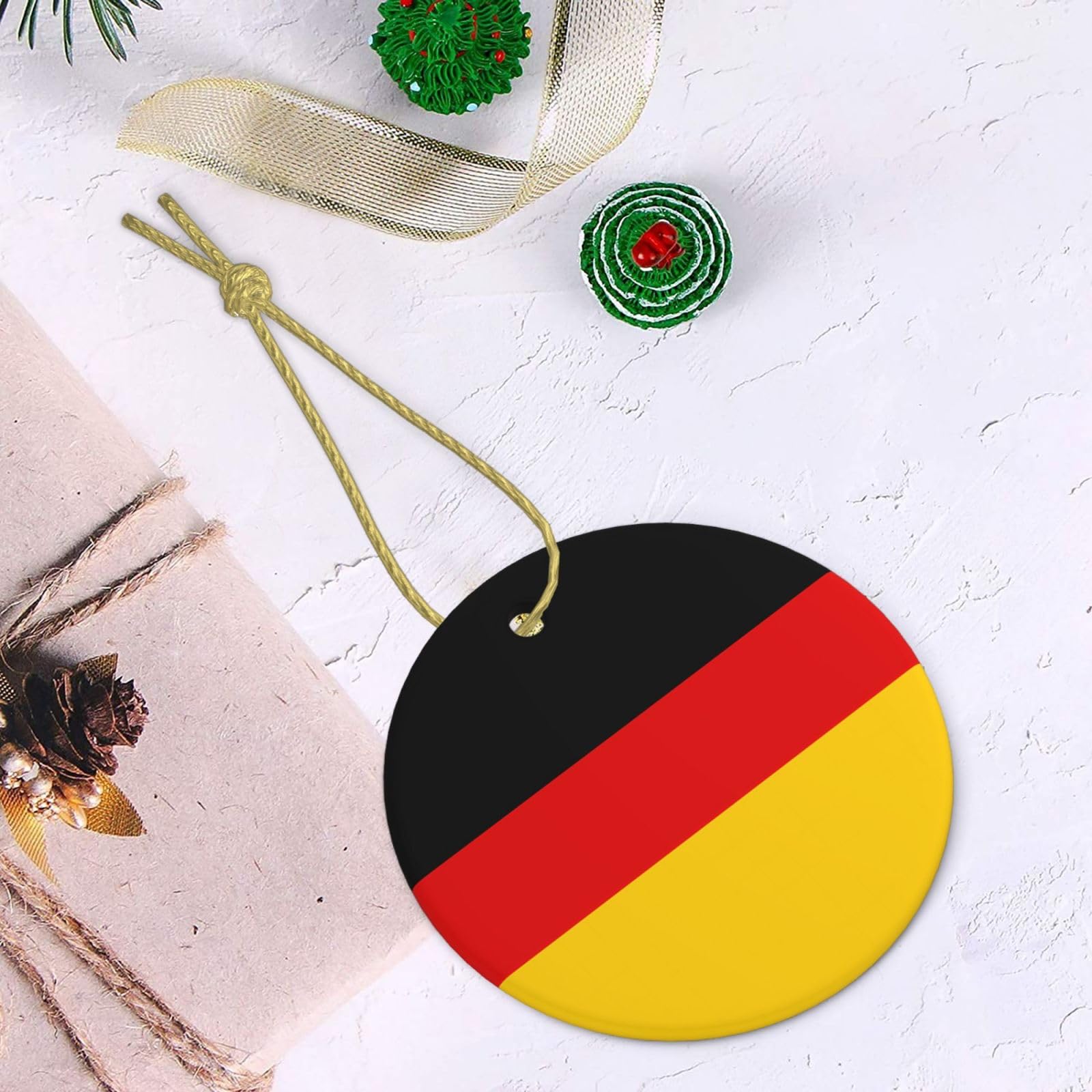Pendentif De Noël En Céramique Drapeau Du Canada - Décoration Rétro Pour Sapin, Porte, Ou Cadeau Festif