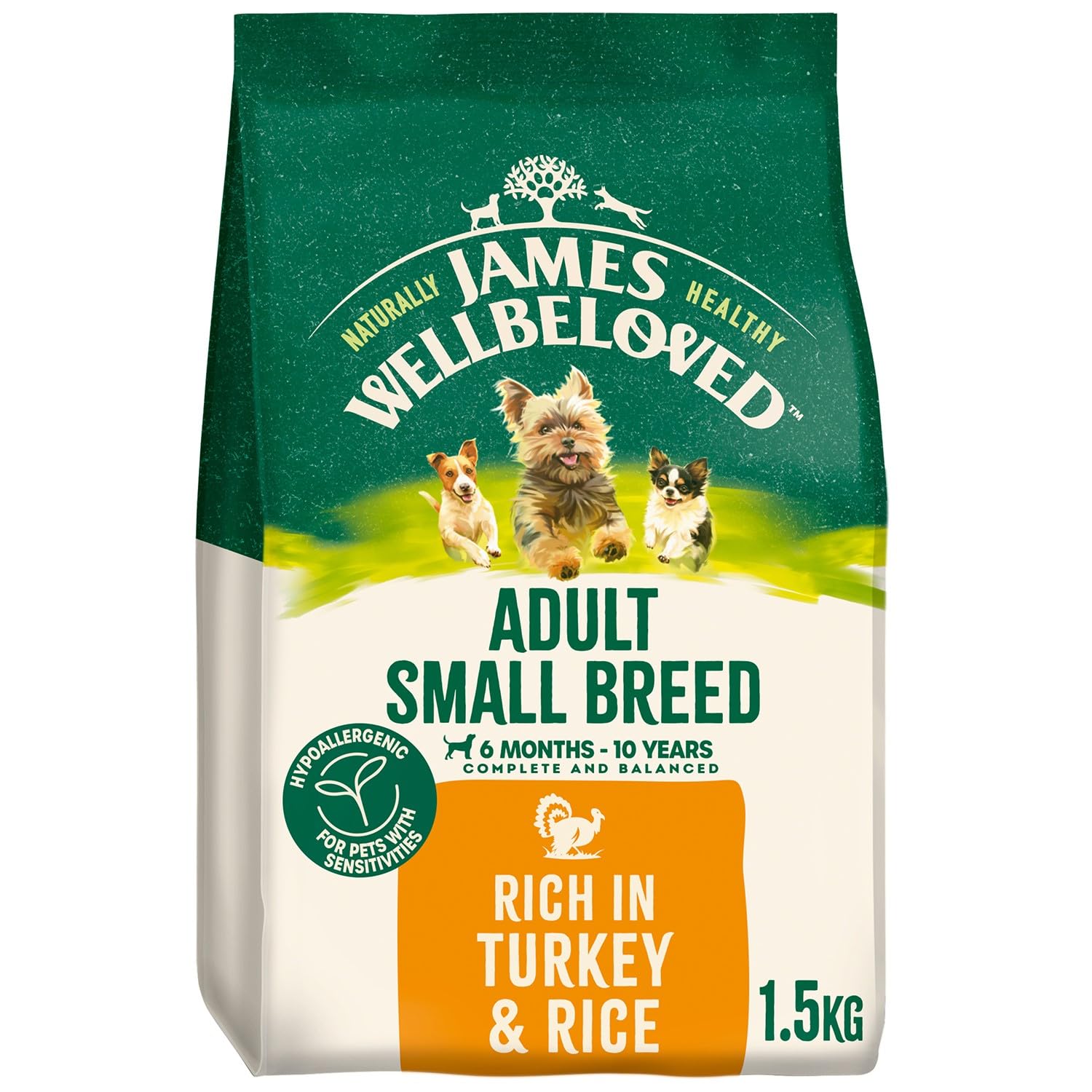 James Wellbeloved Dog Food Turkey and Rice Adult Small Breed (1.5kg)