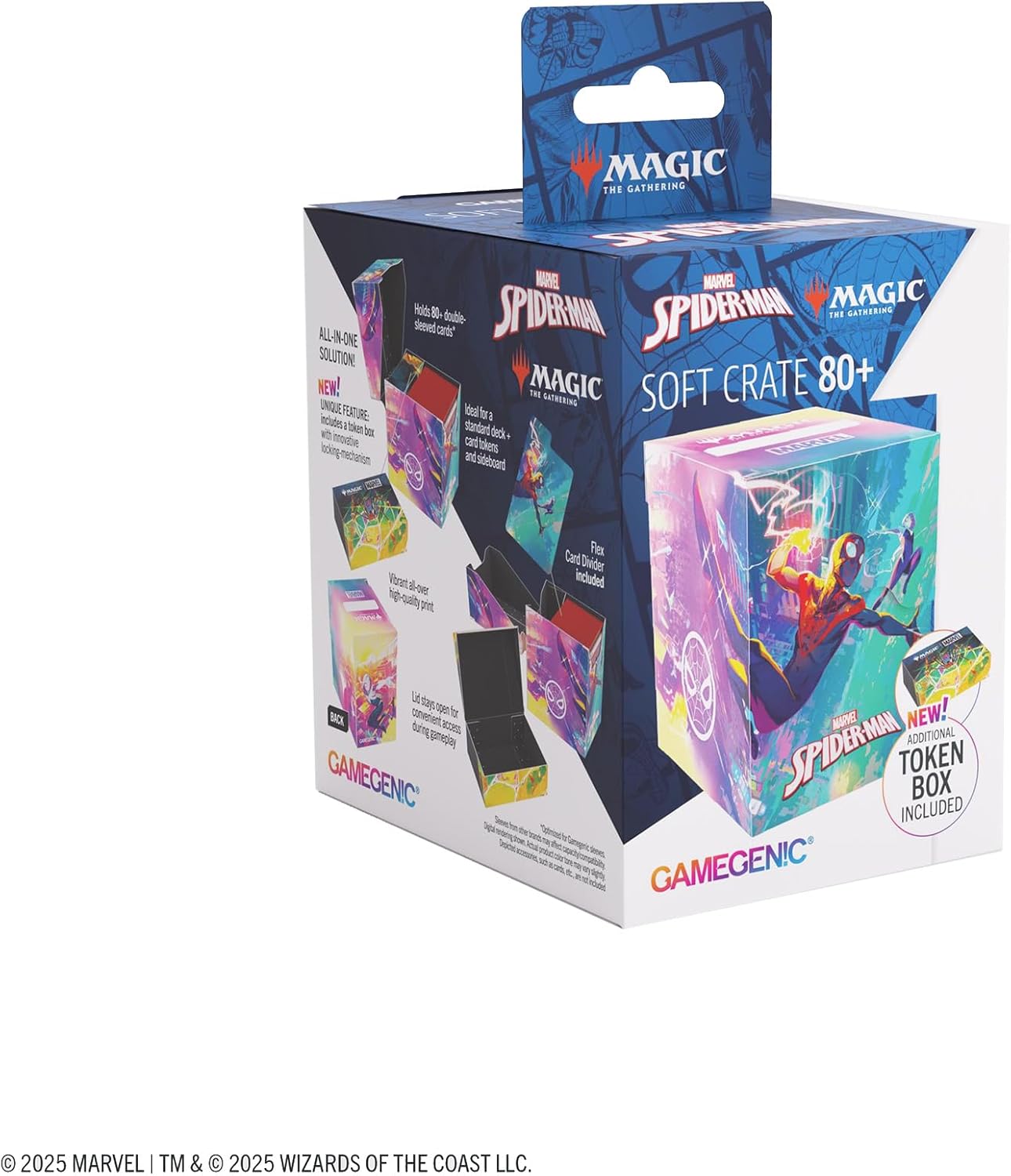 Gamegenic Magic: The Gathering Marvel’s Spider-Man SOFT CRATE - 80+ Spider-Man/Spider-Gwen Design, 2-in-1 Deck Box with Integrated Token Box, Holds 80 Double-Sleeved or 100 Single-Sleeved Cards