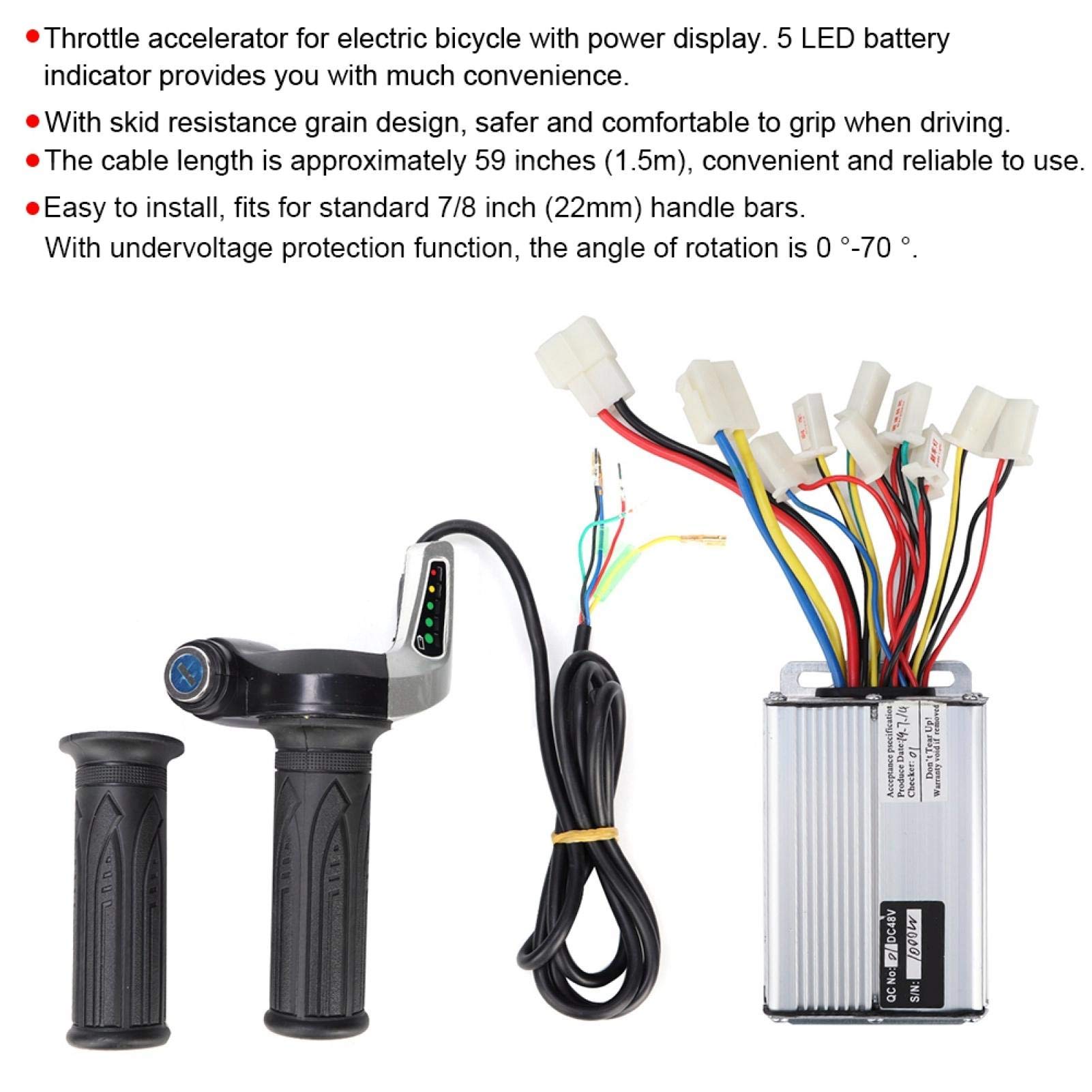Poignée de Vitesse électrique Aramox, Kit de Poignées de Vélo électrique 48V 1000W