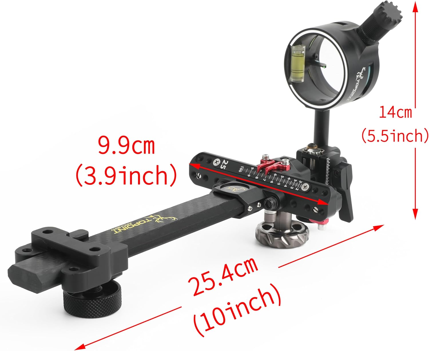 Compound Bow Sight Carbon Fiber Bar Micro Adjustable Bow Sight T Shape Single Pin Target Sight