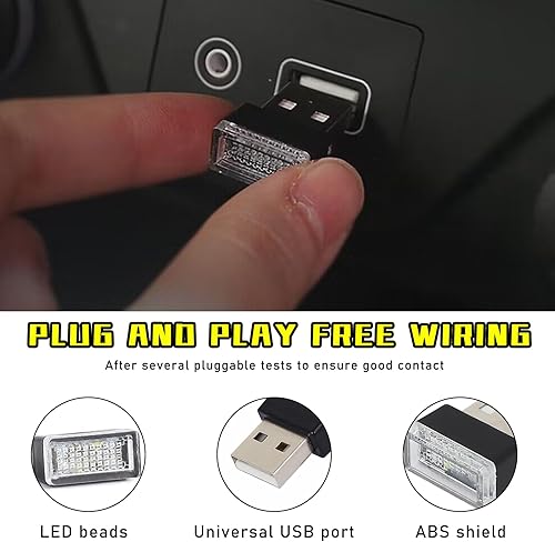 Miniatura 3 de 4 lámparas LED USB para el interior del automóvil, kit de iluminación de decoración de interfaz USB enchufable, mini luz nocturna ambiental LED