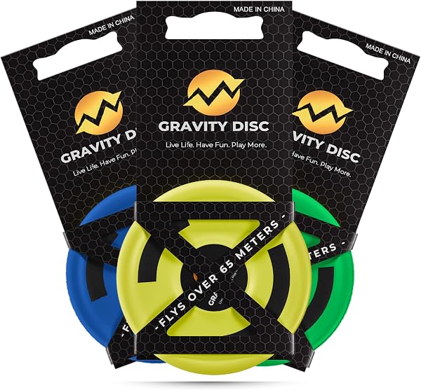 Gravity Disc Mini Frisbee - 3 Pack (Blue, Yellow, Green) Pocket Flying Discs - Disc Golf Accessories, Ultimate Frisbee,