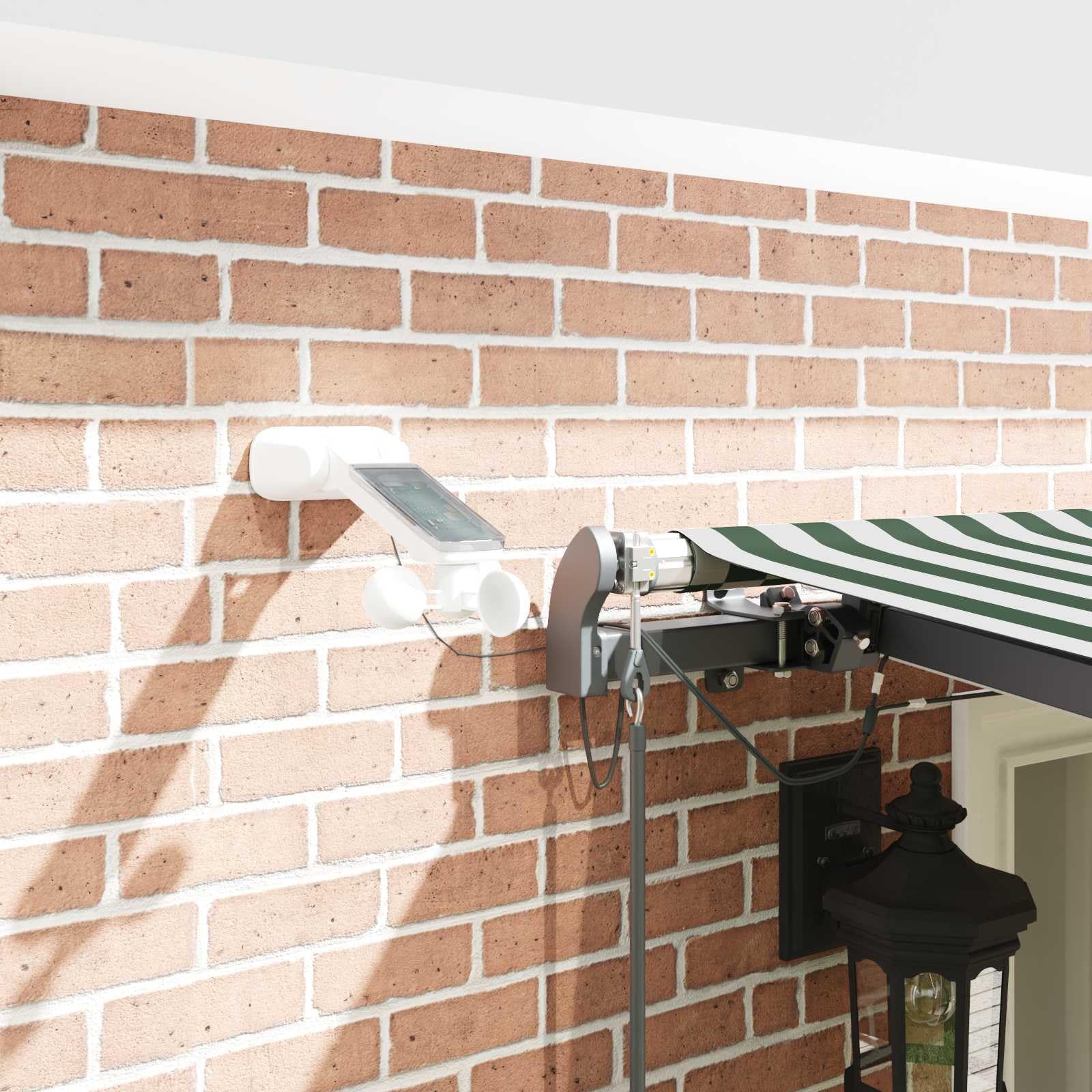 Elektrische Kassettenmarkise 600 x 300 cm mit LED,Gelenkarmmarkise Markise, Automatisch Gelenkarmmarkise Terrassenmarkise Grün und Weiß