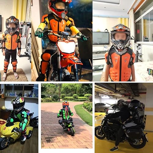 Miniatura 5 de Chaleco de armadura para motocicleta para niños, equipo de protección para el pecho, protector de columna vertebral, coderas para niños, rodilleras,