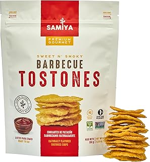 Samiya Plantain Chips | Barbecue | Crunchy Tostones Snack | All-Natural, Gluten-Free NON-GMO Kosher OU | Vegan & Soy-Free | Thin Crispy Plantain Chips | No Artificial Ingredients | Latin Flavor | 5.3 Ounce Bag