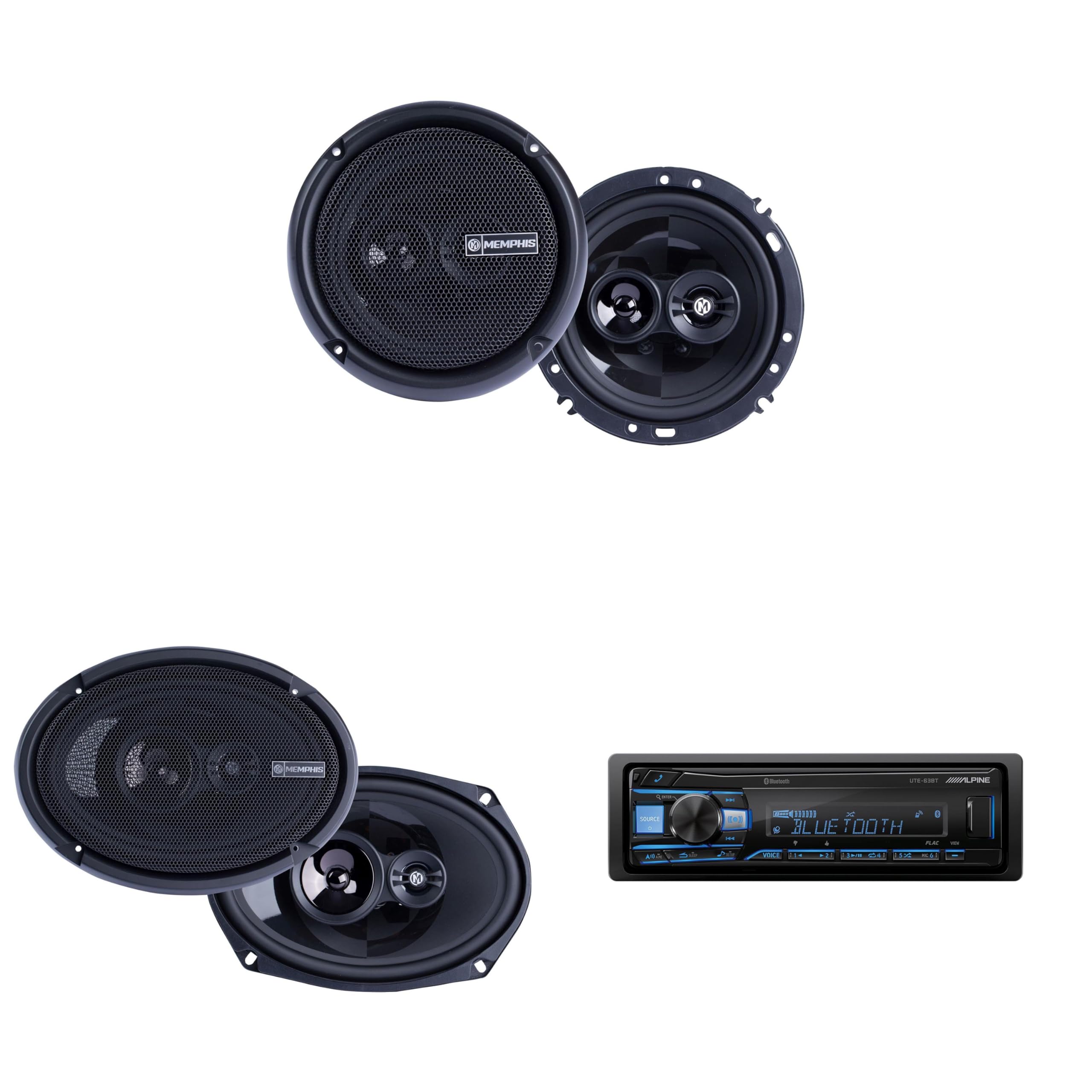 UTE-63BT Bluetooth Receiver 6.5 & 6x9 Speaker Bundle by Alpine – Model AlpineBDL260609-39