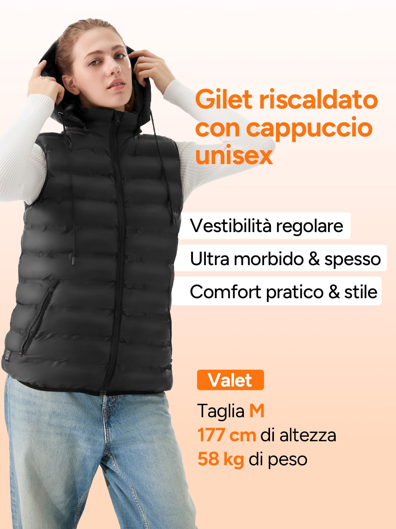 DR.PREPARE Gilet Riscaldato con Cappuccio Unisex con Batteria 7,4 V 16000 mAh 3 Livelli di Calore 10 Zone di riscaldamento Giubbotto Riscaldato per Uomo e Donna per Sci Pesca Escursionismo