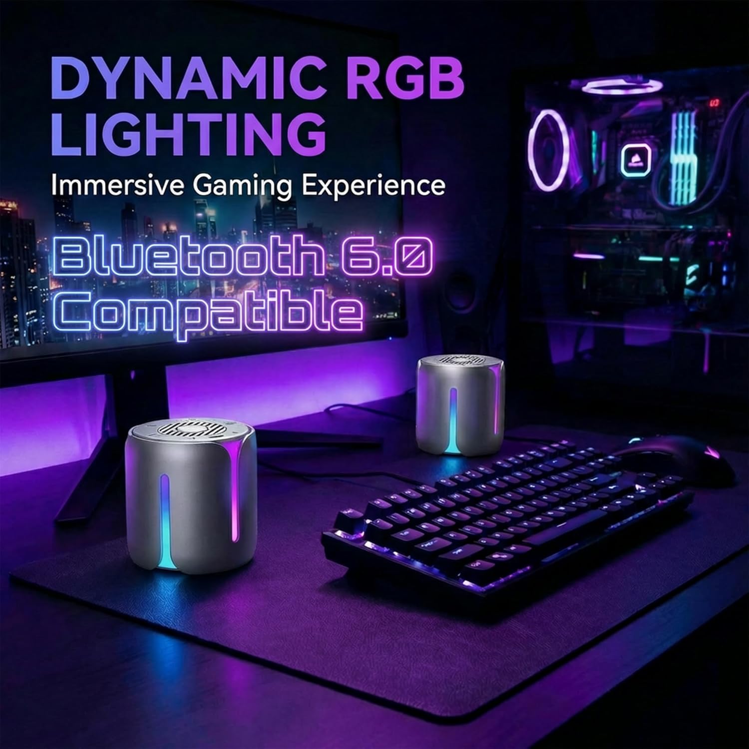 Interactive Spinning Bluetooth Speaker with RGB Light – Metal Fingertip Gyro Desk Gadget, Portable LED Night Light Speaker, USB-C Rechargeable Mini Wireless Speaker for Phone, Gaming Room & Office