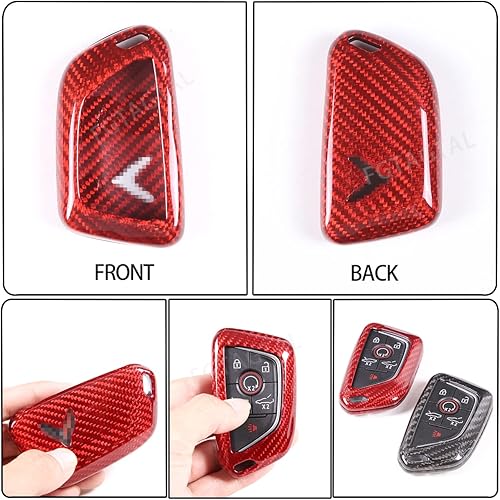 Miniatura 4 de Funda para llavero de fibra de carbono real para Chevrolet Corvette C8 2020-2024, funda para llavero, funda para llave inteligente de automóvil