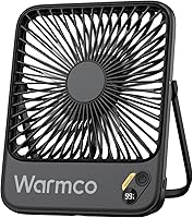 Warmco 10000mAh 7-Inch Portable Rechargeable Fan: 24H Runtime, Ultra-Thin Quiet Desk Fan w/ Digital Display for Travel, Office, Camping
