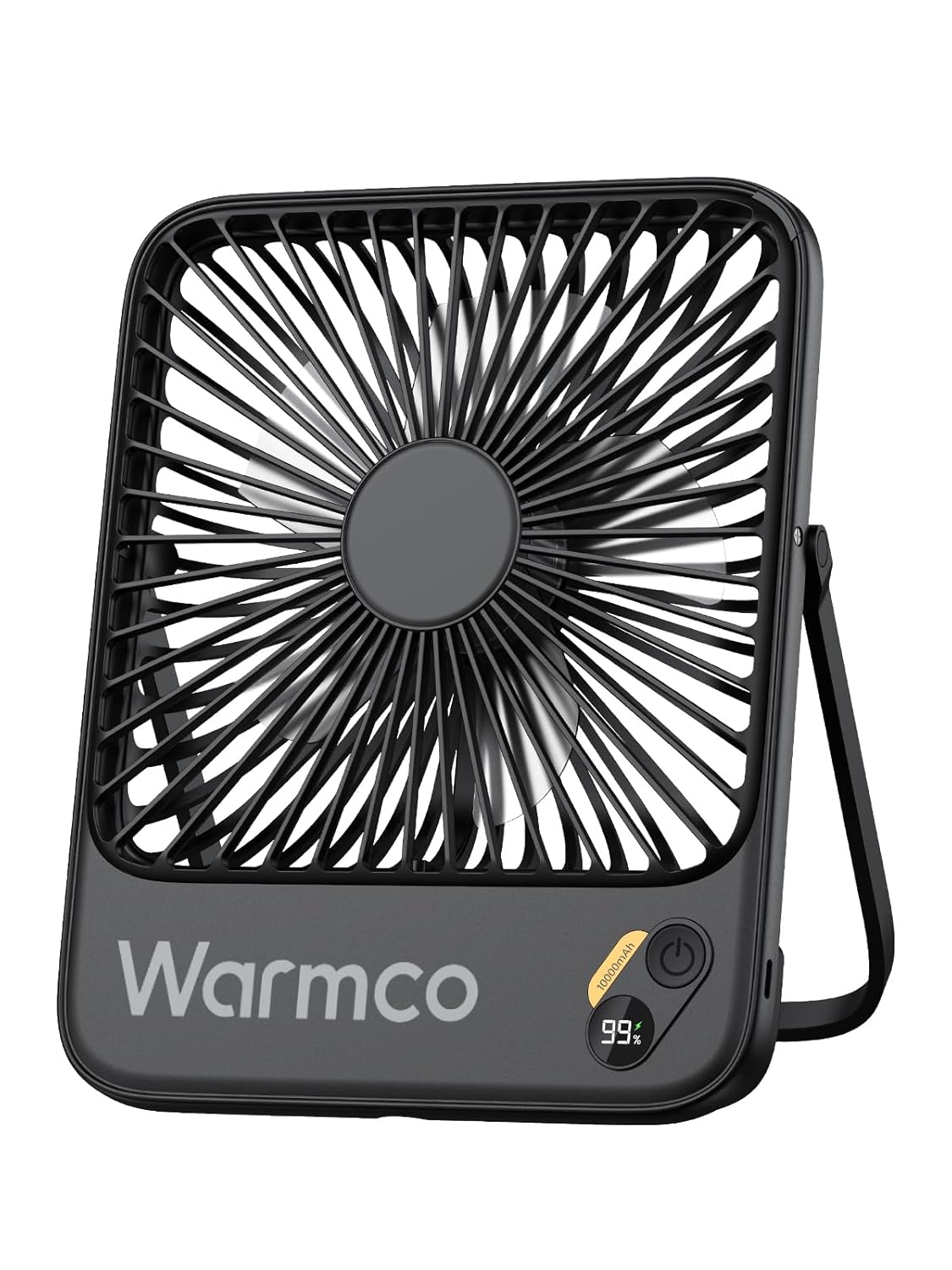 Warmco 10000mAh Portable Travel Fan 7-inch Max 24H Runtime Ultra-thin Quiet Rechargeable Battery Operated Desk Fan with Digital