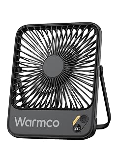 Warmco 10000mAh Portable Travel Fan 7-inch Max 24H Runtime Ultra-thin Quiet Rechargeable Battery Operated Desk Fan with Digital