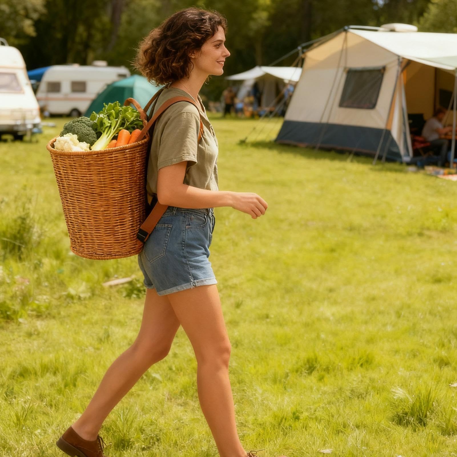 Cesta De Picnic Grande Alta Capacidad Con Correas Para El Hombro | Cesta De Picnic Tejida Con Tapa para Hombres Mujeres Viajes Compras Jardinería Hogar Cocina Granja Fruta Verdura Comestibles