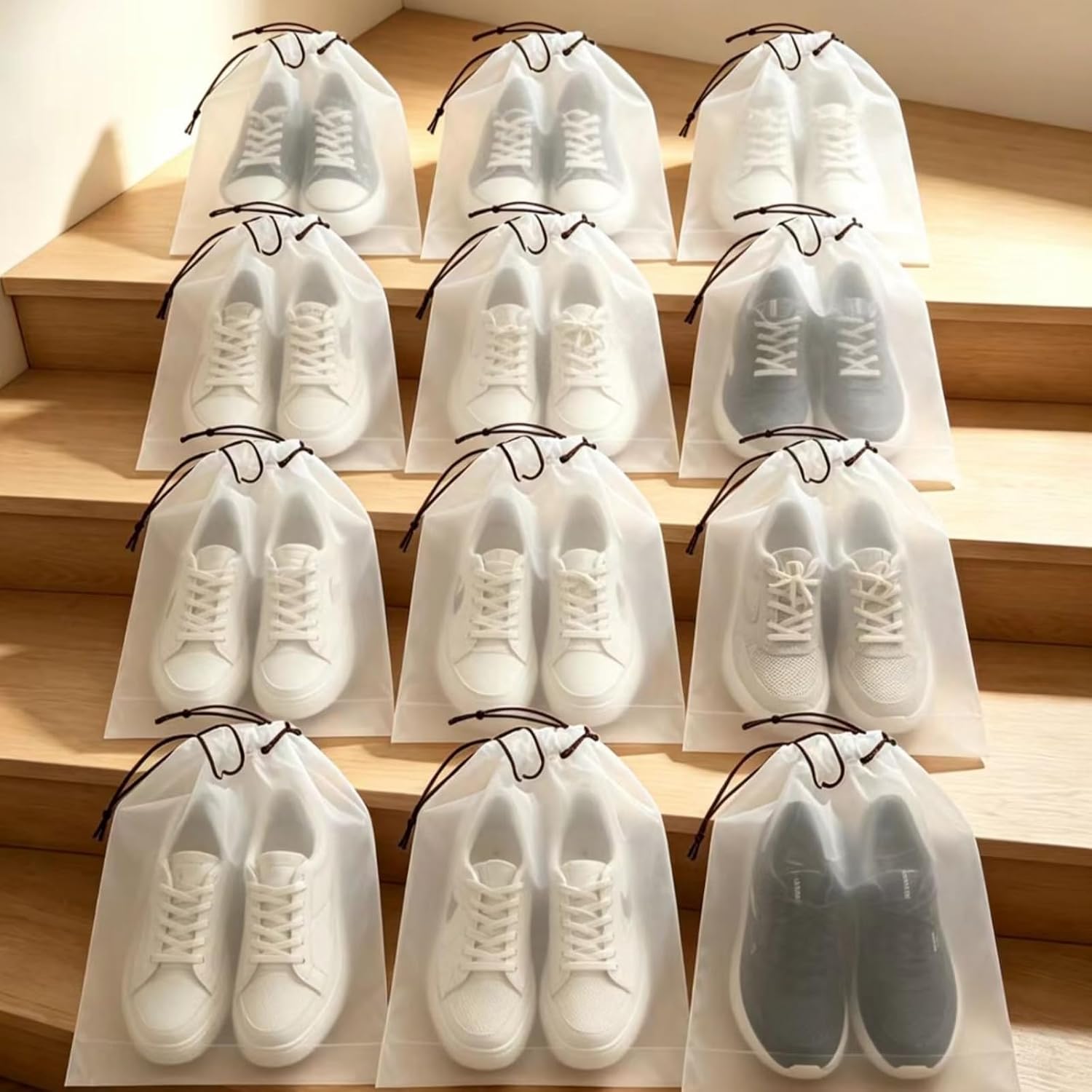 18 Pack Shoe Bags for Travel- 11.8" x 15.7" Waterproof Drawstring Shoe Storage Luggage, Packing & Home Organization