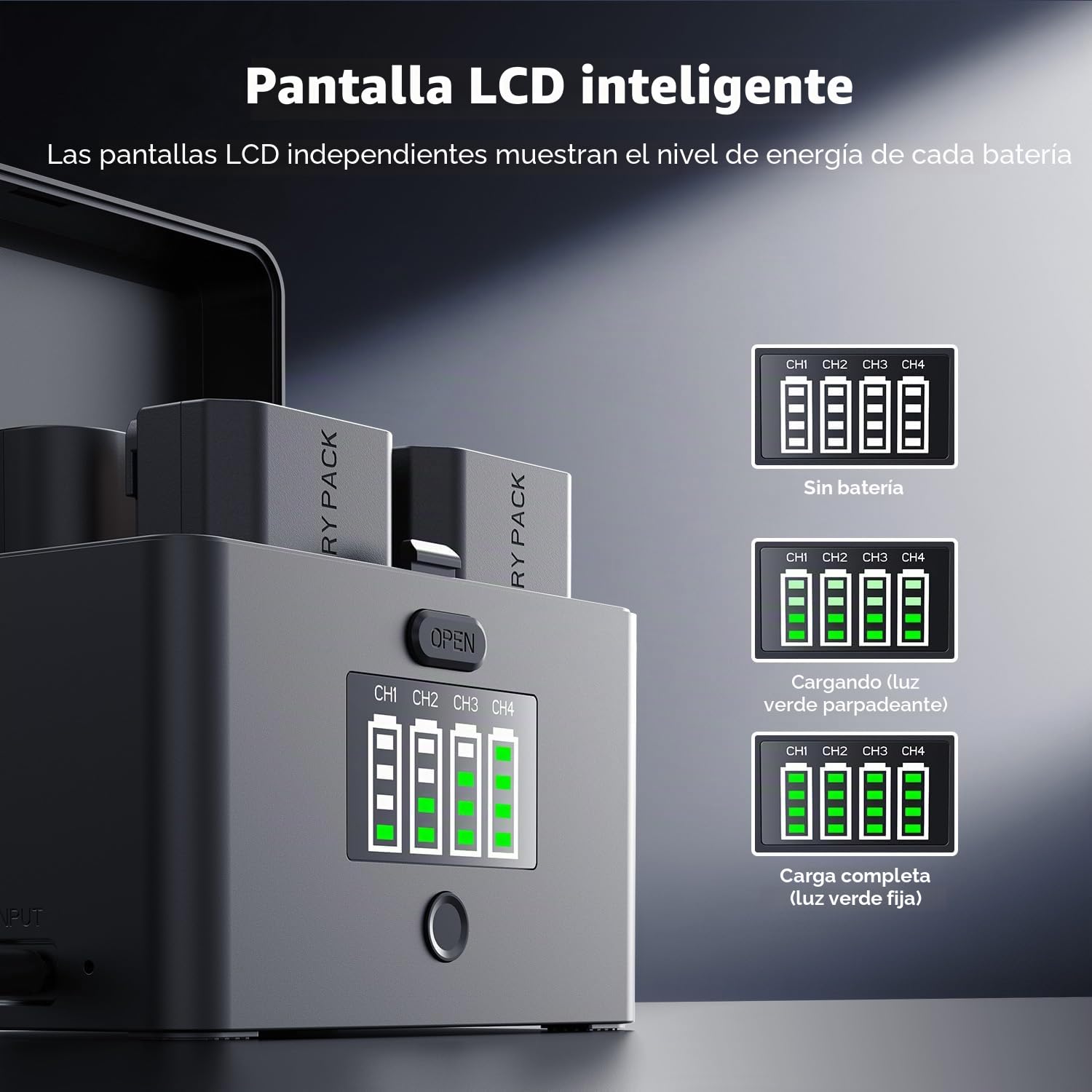K&F Concept NP-FZ100 y LP-E6 Cargador de batería 2 en 1 de 4 Canales, Carga Rápida 40W PD, Compatible con Sony A6700/A7III/FX3/FX30/A7IV y Canon EOS R5 II/6D/5D, USB C, Almacenamiento SD, CFA, CFB