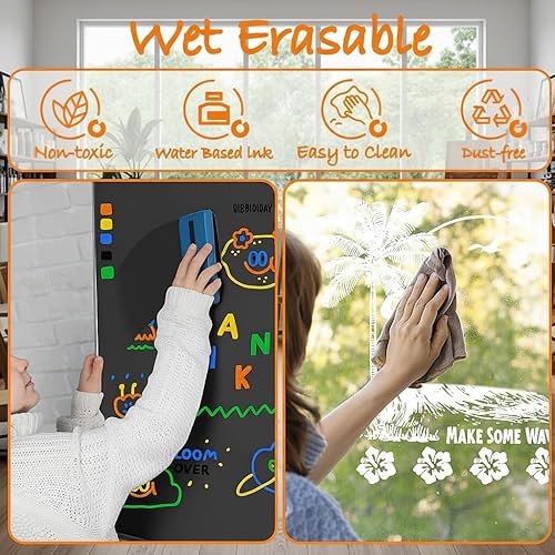 Vista 4 de GOTIDEAL Marcadores de ventana de 0.59 pulgadas, marcadores de tiza jumbo para pizarra borrable, lavable para automóvil, pizarra, vidrio, mirrow