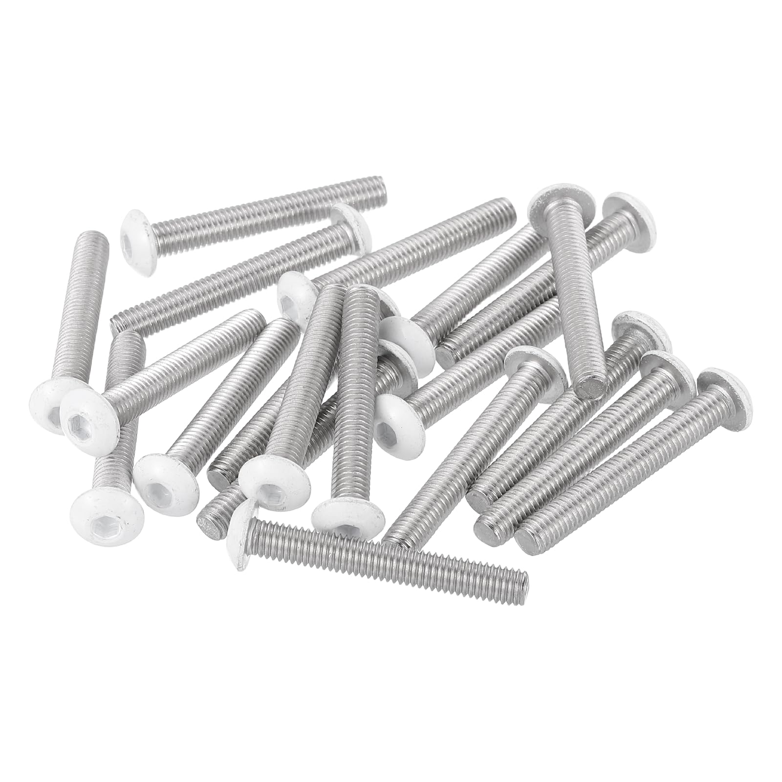 sourcing map 20 Pcs M5-0.8 x 35mm Button Head Hex Socket Head Screws, 304 Stainless Steel Bolts Full Thread Bright Finish Furniture Machine Screws for Furniture Electrical Appliances, White