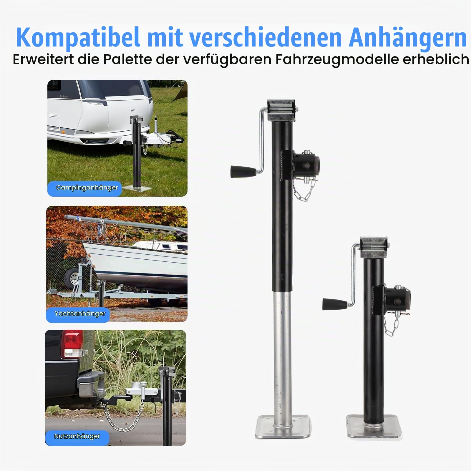 2X Ausdrehstütze klappbar 800kg Abstellstütze 530-900mm Stützfuß Anhänger
