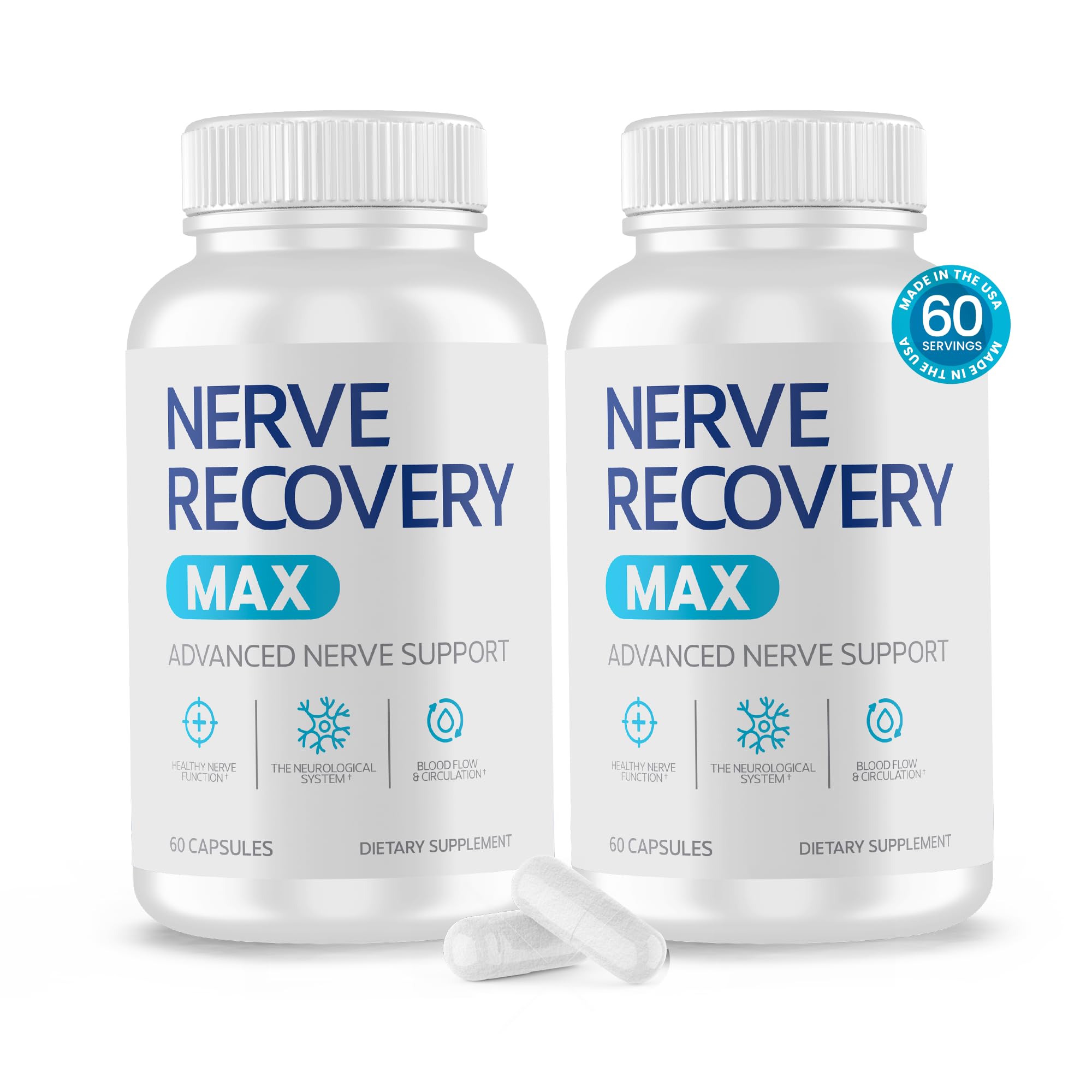 Non-GMO Advanced Nerve Support Supplement with Vitamin D3 and Alpha Lipoic Acid for Nerve Protection and Restoration - Made in The USA - 60-Day Supply, 2 Bottles